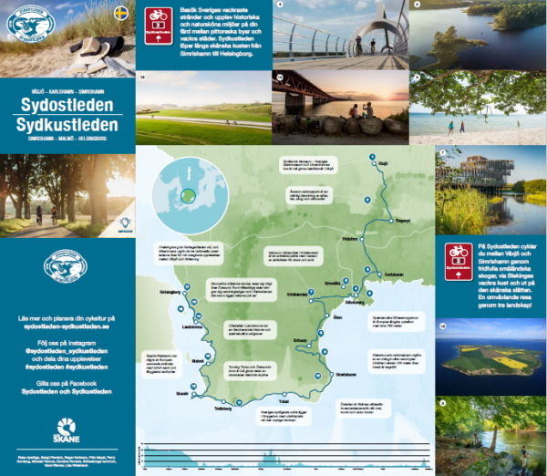 Joint inspiration folder for the national cycle routes Sydostleden and Sydkustleden between V&auml;xj&ouml; and Helsingborg